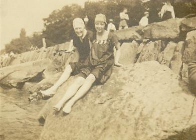 Florence and a school mate at the beach